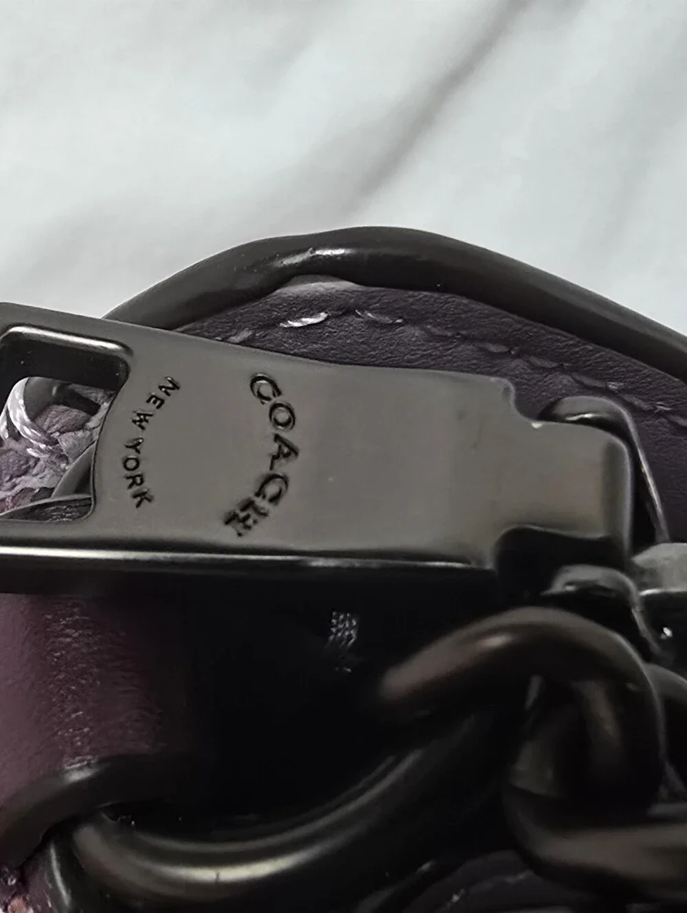 Lilac Leather COACH Crossbody Bag with Chain Accent